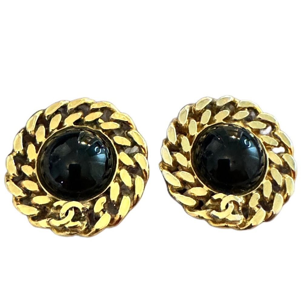 ❌SOLD❌ CHANEL Vintage Braided Black Gipoix Clip-on Earrings